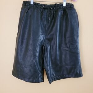 Black Pleather Athletic Men Shorts